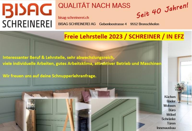 freie Lehrstelle 2023 Schreiner/in EFZ